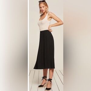 Reformation Navy Blue Midi Flowy Skirt